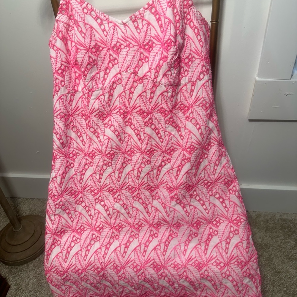 Crown & Ivy Pink and White Embroidered Mini Dress Womens Size 10 EUC - Picture 7 of 10